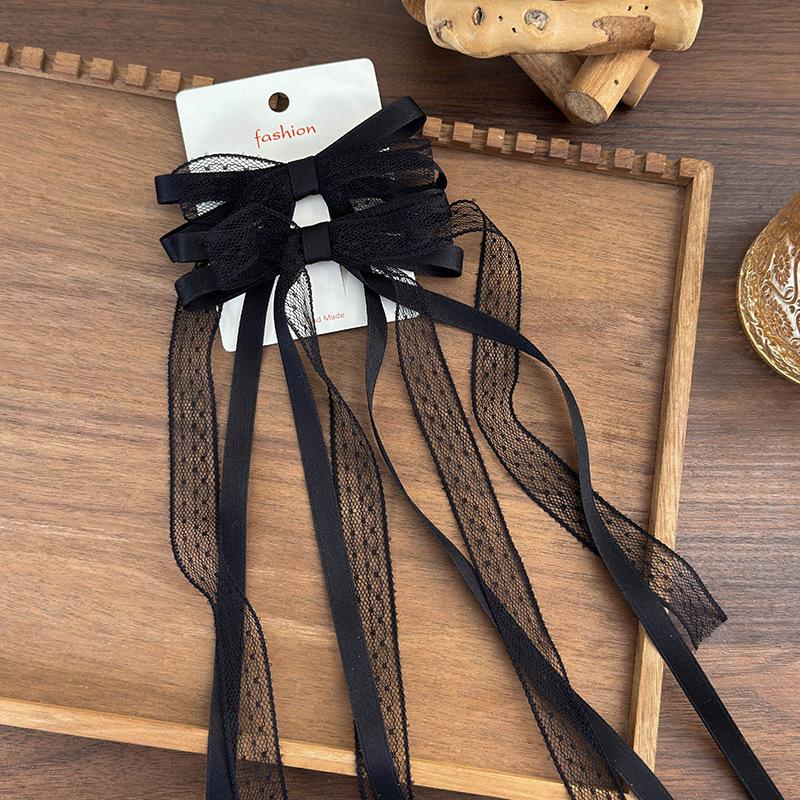 2Pcs Ladies' Hair Clips Set Cute Lace Ballet Style Bow Ribbon Sweet Hair Pin Headwear High Quality Versatile Hair Accessories