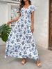 European and American Spring New Women's French Dress, Printed Slim-fitting Floral Split Suspender Skirt