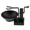 Herren Langlebig Legierung Rasierschale Ständer Set Rasiertasse und Tasse Halter Regal Schwarz