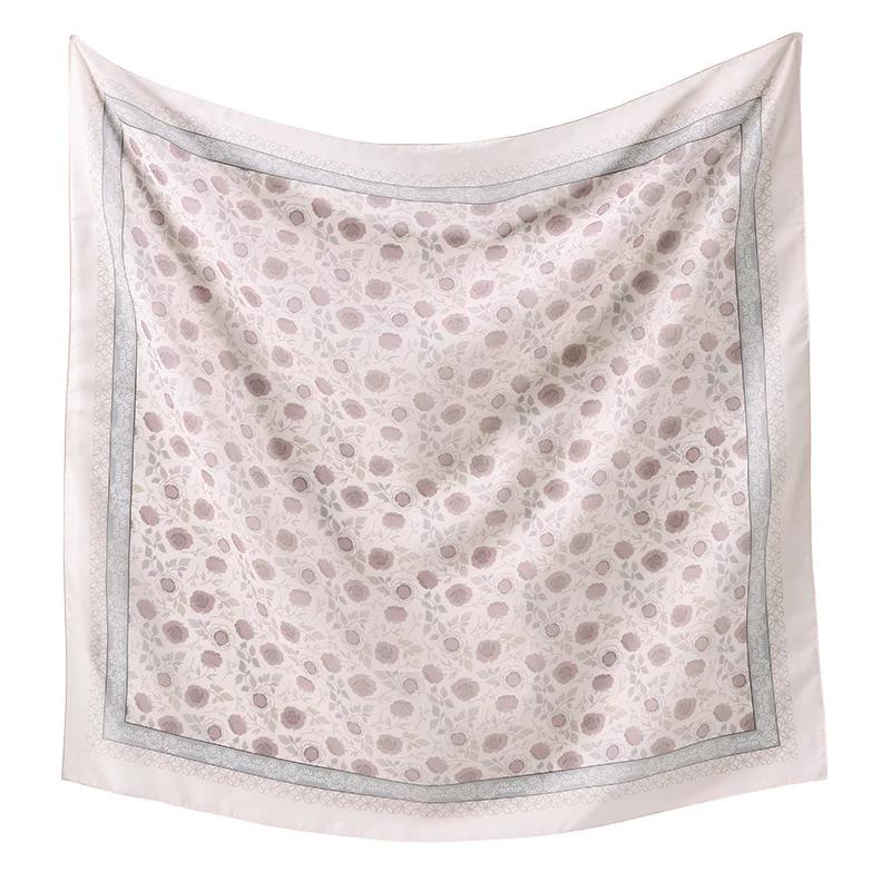 110*110cm Neuer Baumwoll-Leinen-Quadratischer Schal Damen Kopftuch Blumenmuster Halstuch Schals Kopftuch Bandanas Haargummi Stirnbänder