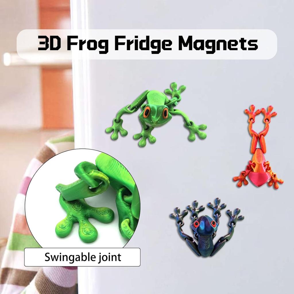 3D Printed Magnetic Frog Fridge Magnet, Realistic Frog Fridge Magnet, Fun Ornament Home Office Whiteboard Decoration