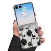Retro Flowers Black Rose Print Case For Samsung Z Flip 8 7 FE 6 5 Magnetic Clear Hard PC Folding Phone Cover For Galaxy Z Flip8 Flip7 Flip6