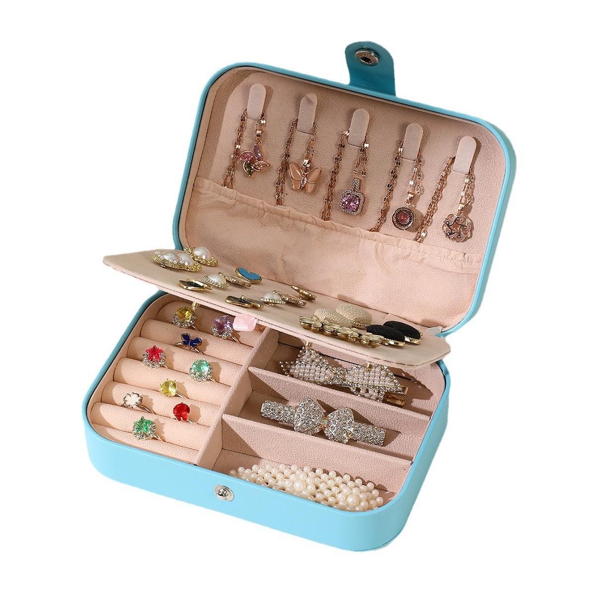 

Портативный дорожный органайзер для хранения ювелирных изделий для женщин и девочек, удобный для путешествий чехол синий