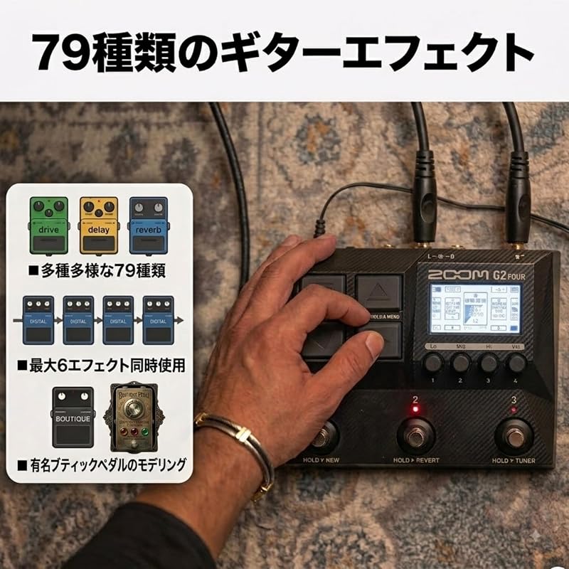 ZOOM G2 FOUR Guitar Multi-Effects Pedal, Black