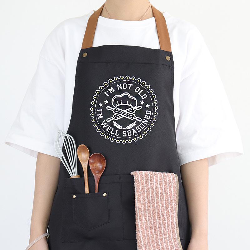 Color Block Halter Neck Waist Apron - Letter Print Design for Kitchen, BBQ, and Restaurants