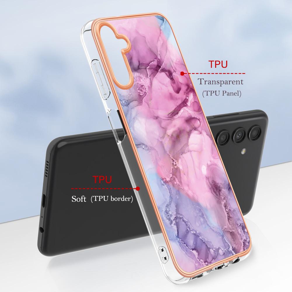 For Samsung Galaxy A56 5G TPU Case Marble Pattern 2.0mm Electroplating Phone Back Cover