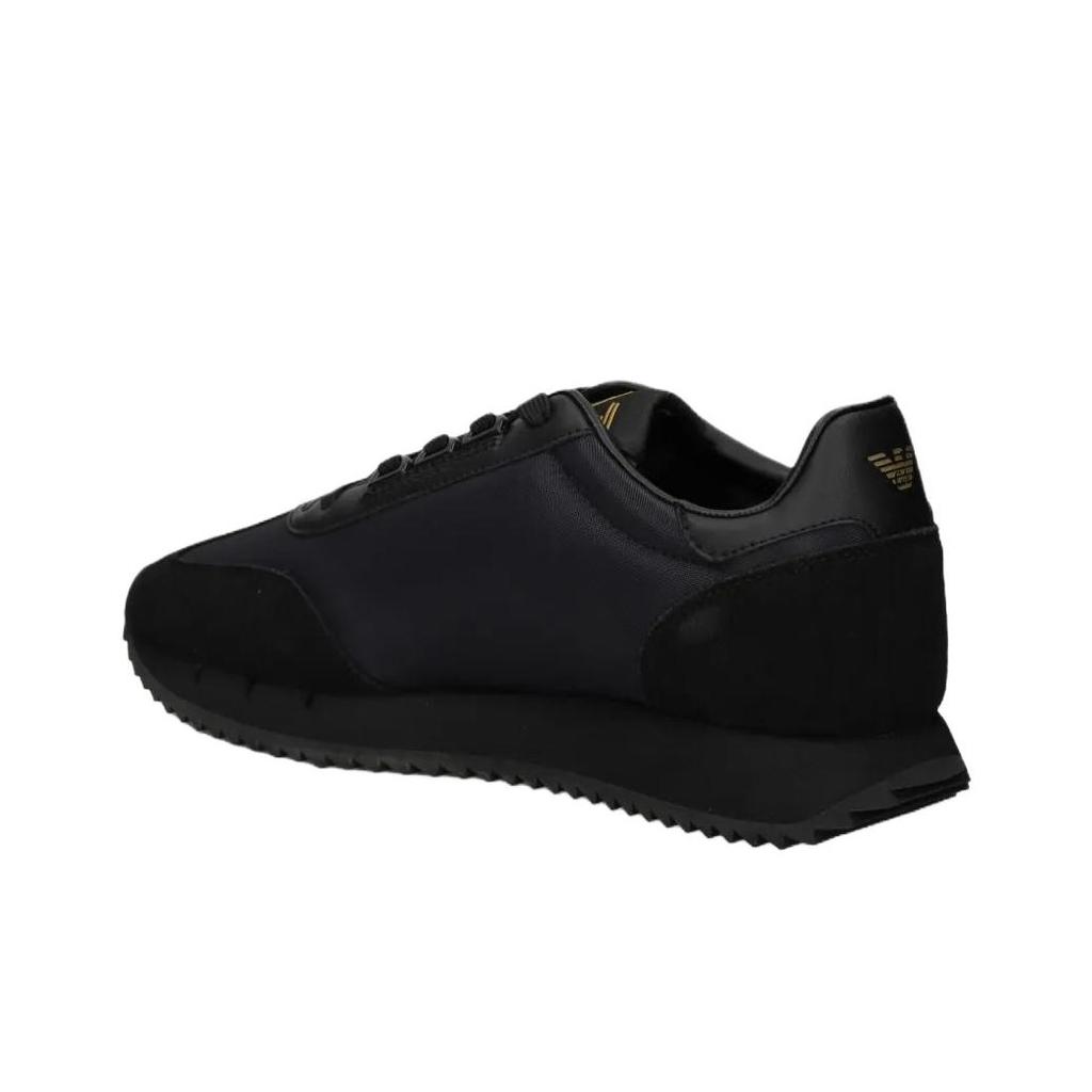 Emporio Armani EA7 Leather Logo Detail Round Toe Lace-Up Low-Top Casual Shoes Unisex casual shoes Black 7X000541AF18609MZ177