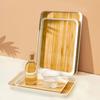 Wood Grain Storage Tray Multi-functional Rectangular Plastic Food Serving Tray Snack Dessert Tray Kitchen Living Room Tea Tray