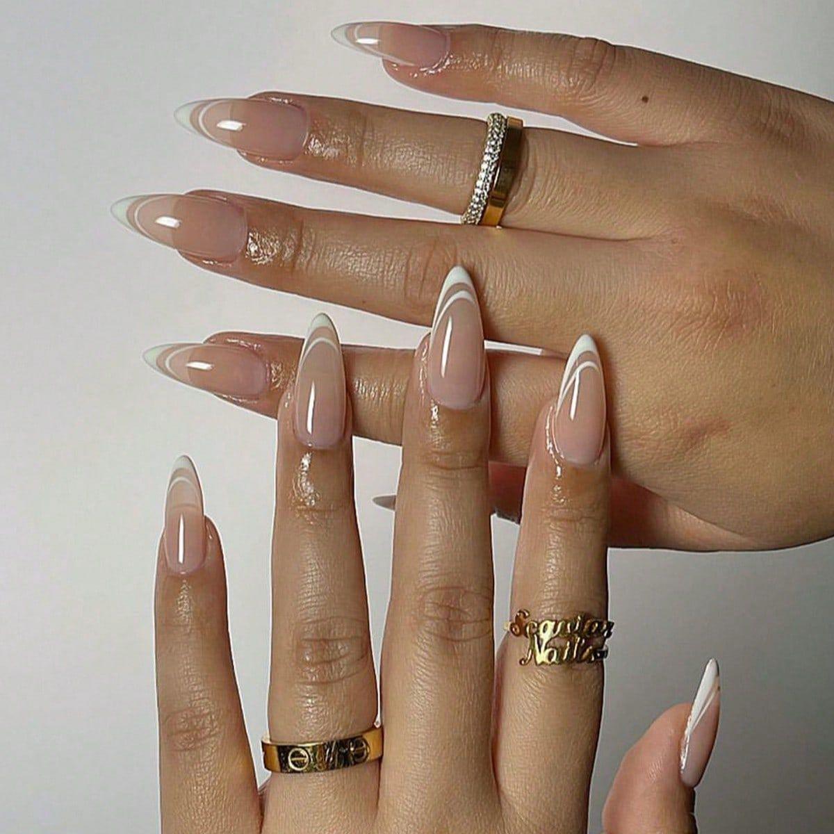 

Simple White French Almond Wearable Nails - 24 Pieces