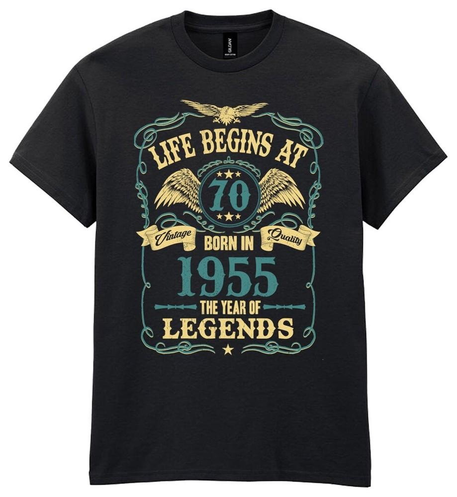 

Life Begins At 70 Mens T-Shirt BORN In 1955 Legends 70th Birthday Gift Seventy 3XL