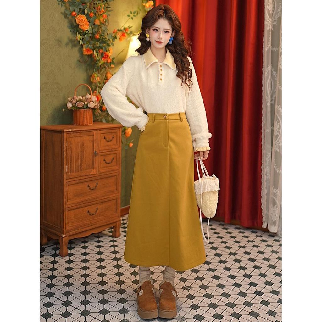 Zhang Jiayuan Retro A-line Suit Skirt for Women, Mid-length Versatile Style #S15069
