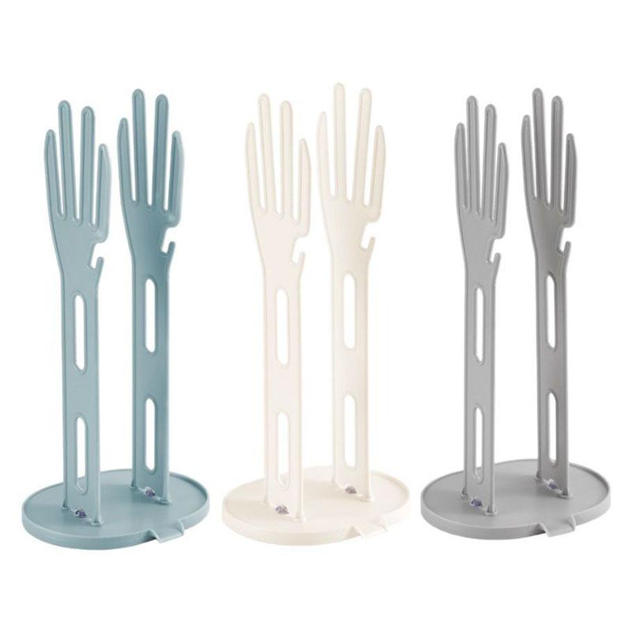 Glove Drying Rack, Drain Rack, Hand Shaped with Hook Storage Rack, with Drain Suction Cup Storage Rack