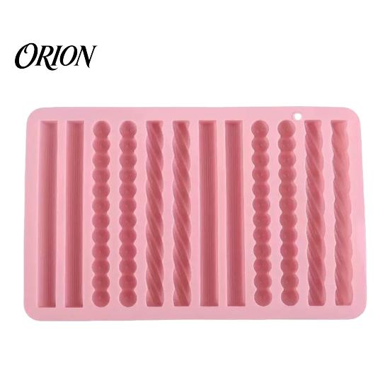 Dishwasher Safe Baking Molds Silicone Twist Pretzel Mold, 12 Cavity Cake Chocolate Rod Candy Tray, Nonstick Easy Release Ice Cube Soap Crayon