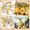 Karenhi 36 Pcs Bee Gnome Wooden Ornament Yellow Honeybee Gnome with Hat Hanging Decor Summer Tree Ornaments with String Bee Themed Party Favors for