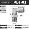 Stainless Steel Pneumatic Air Hose Quick Connect Elbow PC4-01/PL6/8/10/12 Connector