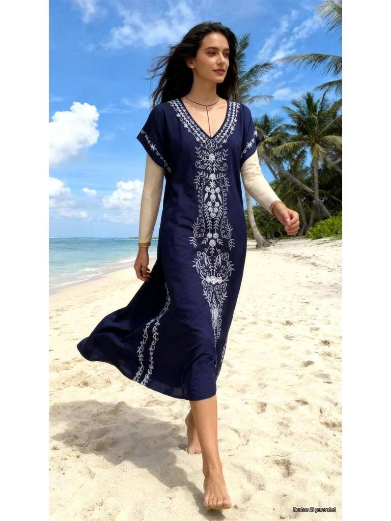 Embroidered Beach Cover-Up for Sun Protection and Style In Seaside Vacations