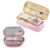 Pencil Bag 2 Tier Large Capacity Metal Zipper Mesh Pocket Portable Large Pencil Case for Students School Office Pink