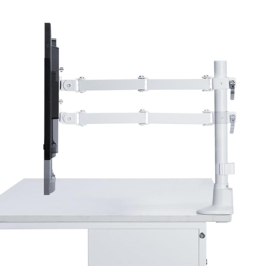 Sanwa Supply Monitor Arm (Single, Long Arm, Slim Short Clamp, White) CR-LAC116W