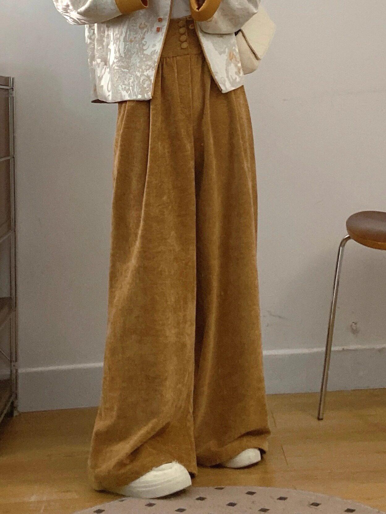 

Elegant Retro Frog Button Jacket & High Waist Pants Set for Plus Size Women - Autumn/Winter Style 3XL [80-90 kg]