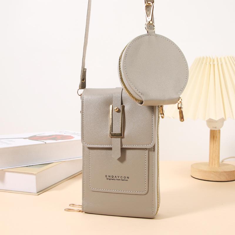 

Прозора сенсорна сумка для мобільного телефону 2025 проста та універсальна сумка-месенджер з відкидною кришкою на ремені з міні-сумкою для дрібниць сірий колір