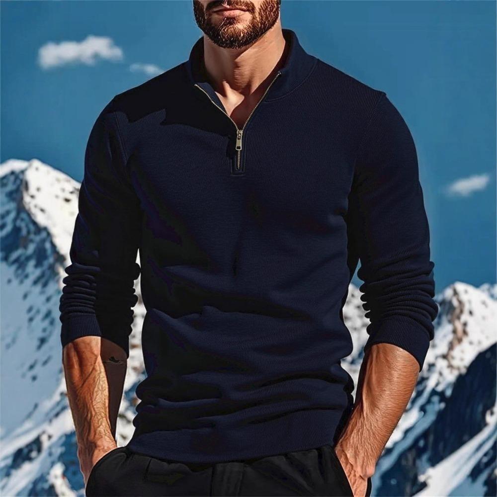 Herren Langarm-Poloshirts und Pullover für Herbst und Winter sind warm und bequem. Casual und trendige Pool-Shirts mit halbem Reißverschluss und Stehkragen