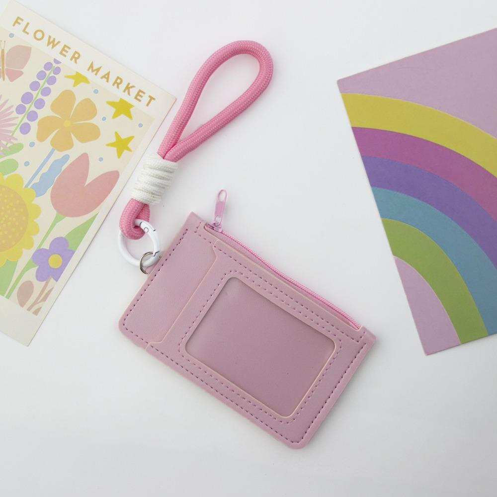 Simple Card & ID Holders PU Leather Card Bag Lightweight Large Capacity Coin Purse Zipper Pocket Pouch Credit Card Case Holders