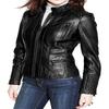 Noora Womens Western Black Leather Quilted Jacket Stylish Slim Fit Biker Leather Jacket Clubbing Jacket
