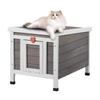 Outdoor Cat House Weatherproof, Feral Cat Shelter for Multiple Cats, Outdoor Wooden Cat Rabbit House with PVC Door Flaps and Open Roof