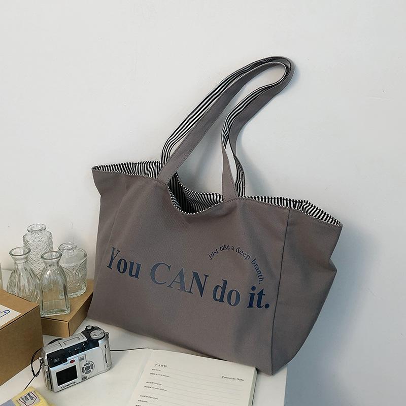 2025 spring and summer new double-sided tote bag women's casual large-capacity striped shoulder bag hand bag