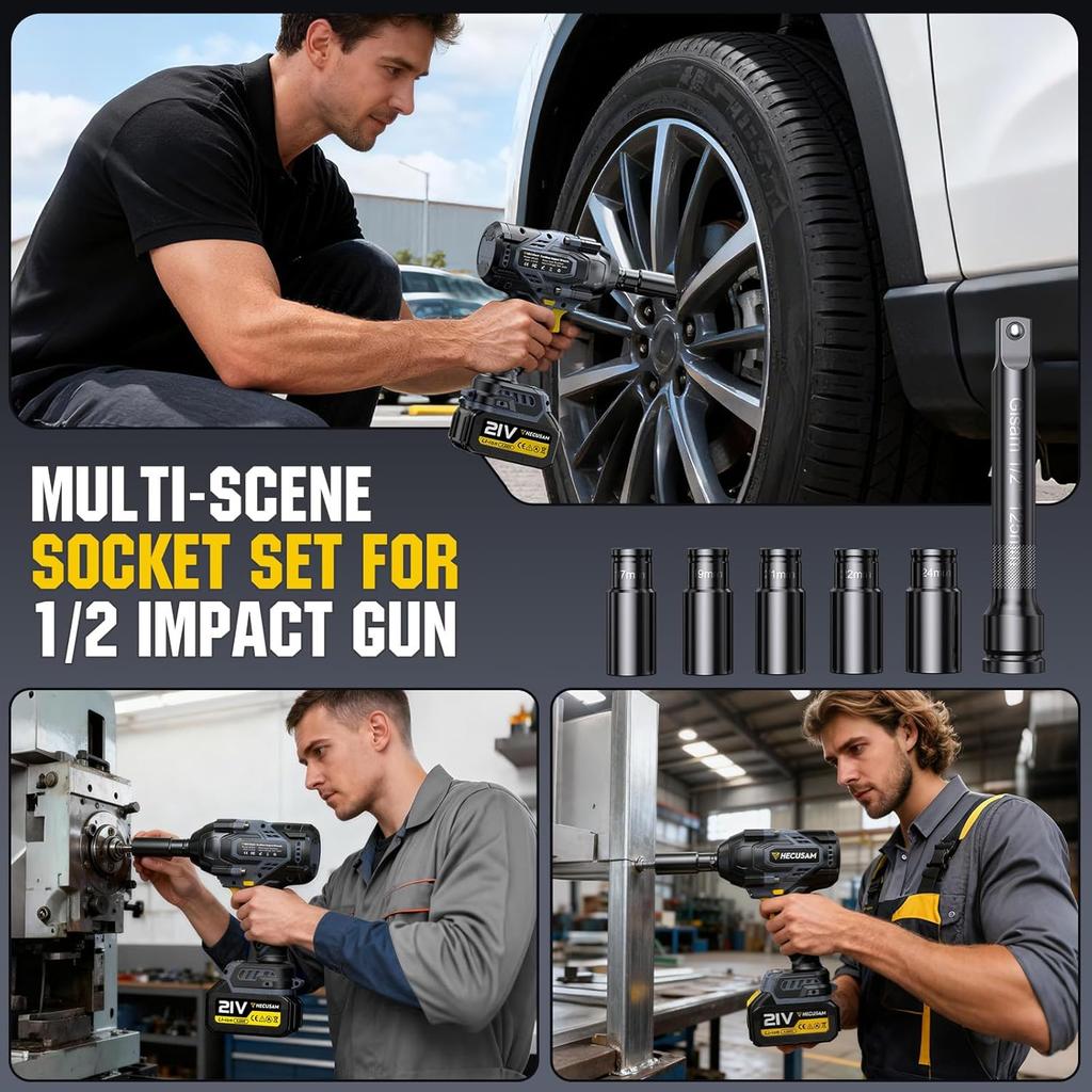 Cordless Impact Wrench 1/2 Inch, 1032 ft-lbs Brushless, 4-Speed, 2x 4000mAh Batteries & Accessories