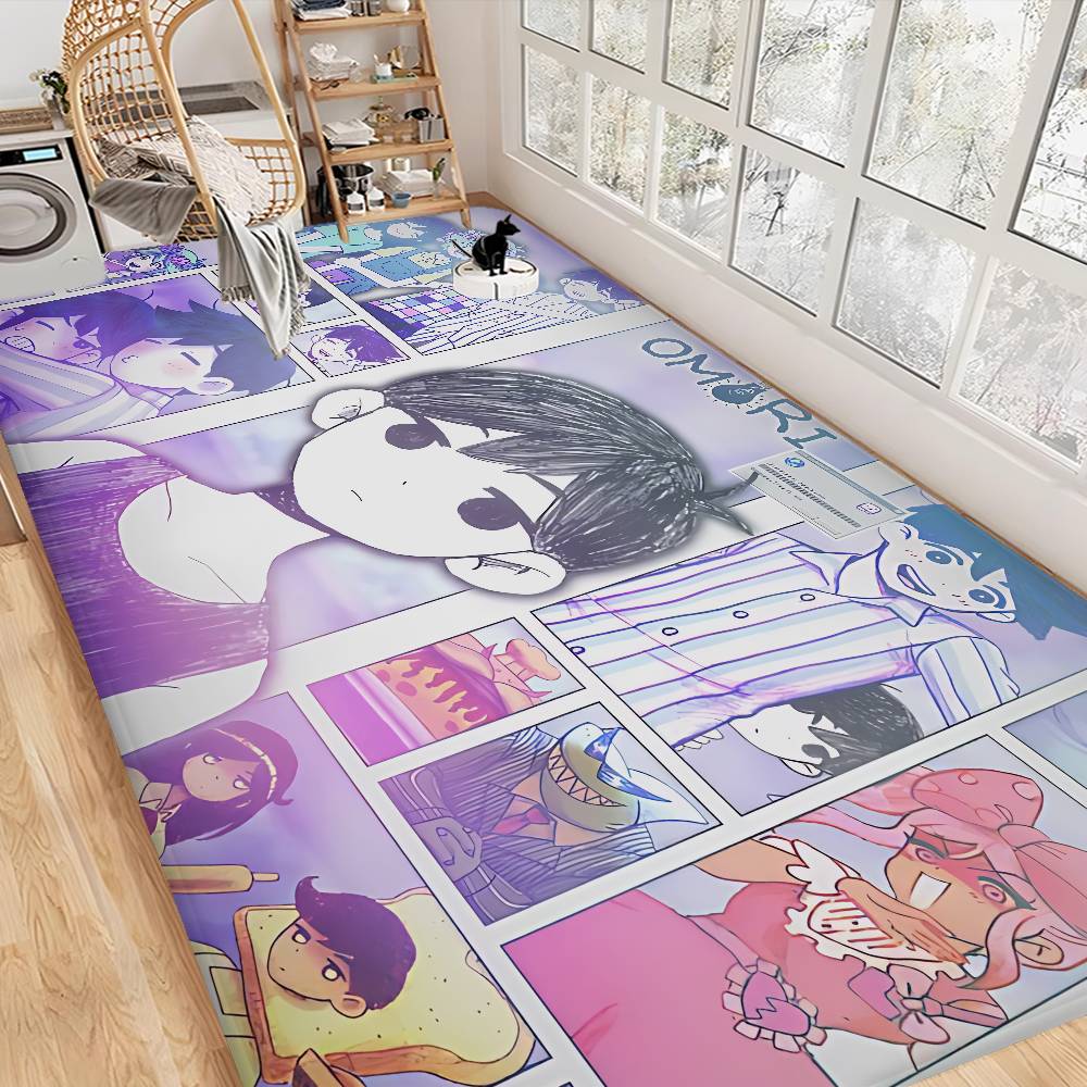 Anime Omori Badezimmermatte Anti-Rutsch Wasserabsorbierend Langes Streifenkissen Schlafzimmer Matte Willkommens-Fußmatte