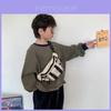 Trendy Canvas Kids Coin Purse Stylish Crossbody Bag For Boys In Black And White