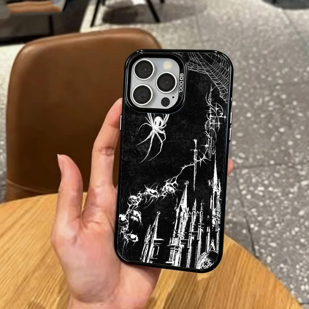 Cool S-Shadow S-Spider Phone Case For iPhone17,16,15,14,13,12,11 Plus,Pro Max Colored Silver Plated Inside Cover