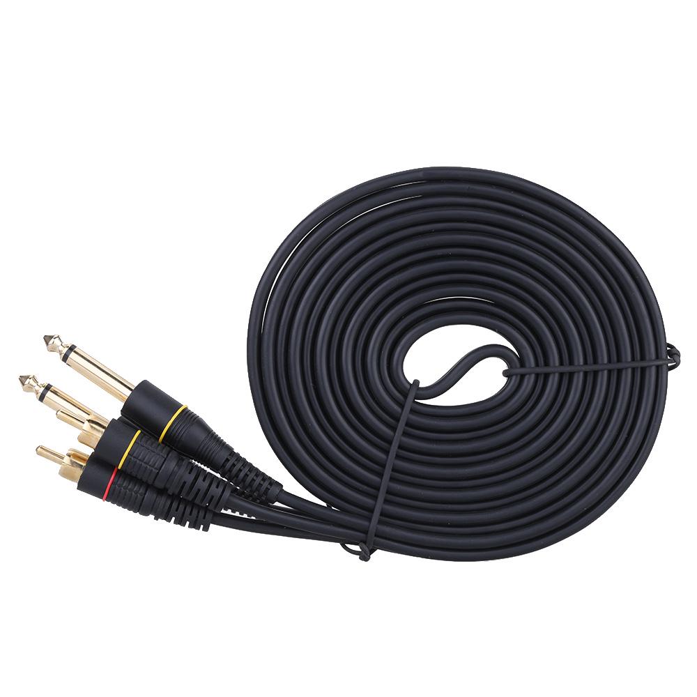 10ft Dual   Male   to Dual 6.35mm 1Celsius4  TS Male Plug Stereo   Cable Cord Wire for Mixer AV Amplifier