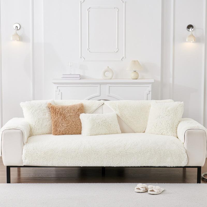 Herbst und Winter rutschfeste dicke Plüsch Leder Sofakissen Sitzkissen Stoff Vollbezug Sofabezug Volltonfarbe