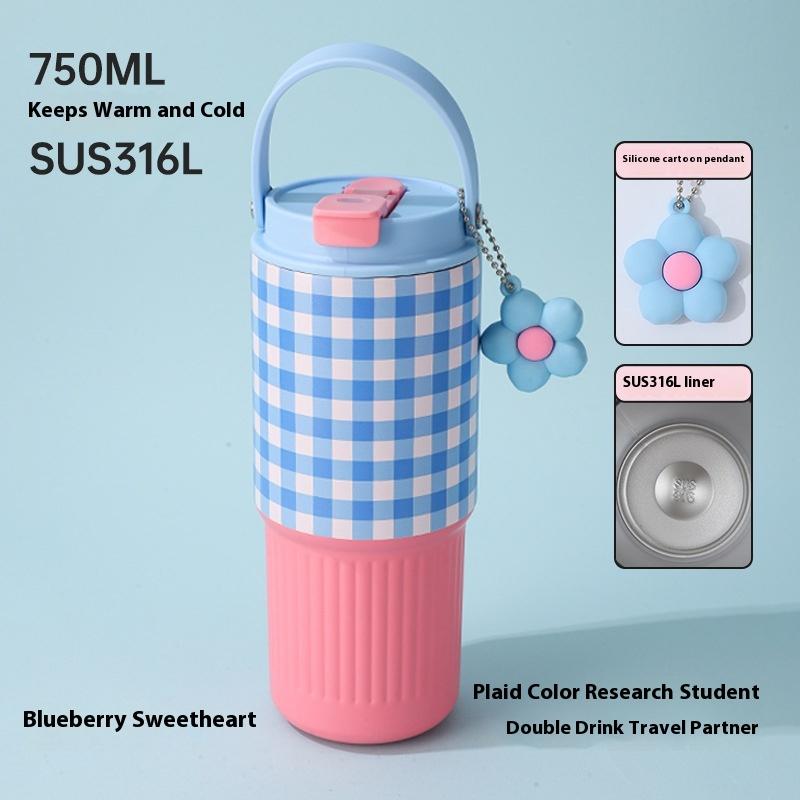 316 Stainless Steel Car Travel Mug Thermos Cup For  And Cold Dual Use Portable Tumbler With Handle Leakproof Design Daily