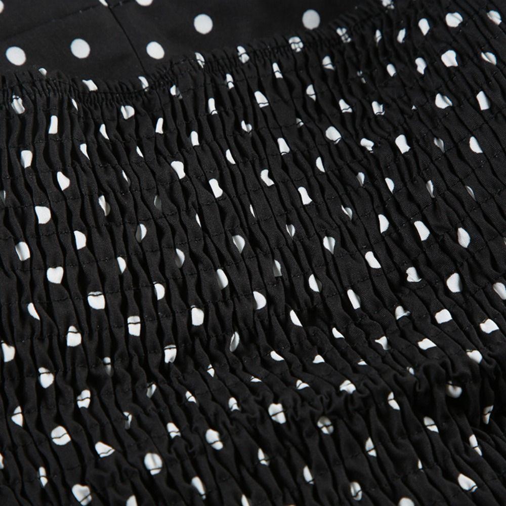 Dot Sleeveless Crop Top Lace Up Women Camisole Stylish Halter Ruffle Vest Top  Summer