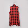 Womens Plaid Open Front Cardigan Sleeveless Pockets Drape Lightweight Vest Coat