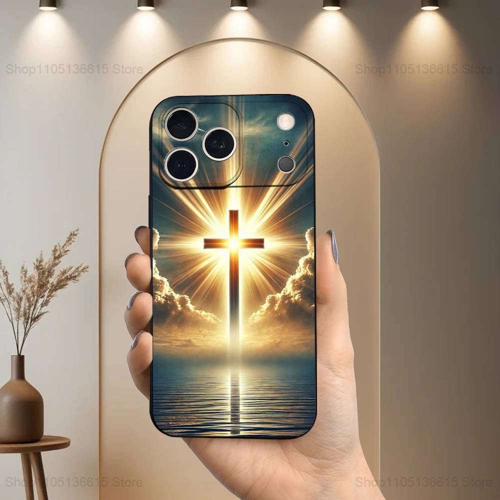 

Christian Faith Jesus Case For iPhone 15,16,12,14,17,13,11,Plus,Pro Max,8,7,XR,SE,XS,X,Mini,Soft Silicone Black iPhone16