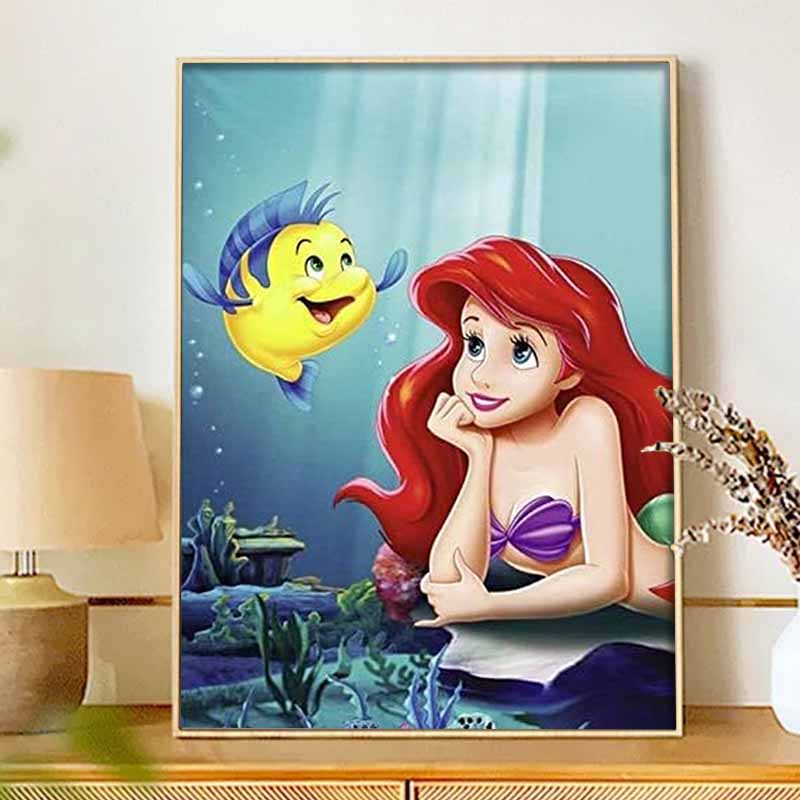 Disney 5d diamond painting full of diamonds diy diamond embroidery decorative painting ornaments living room Ariel Mermaid