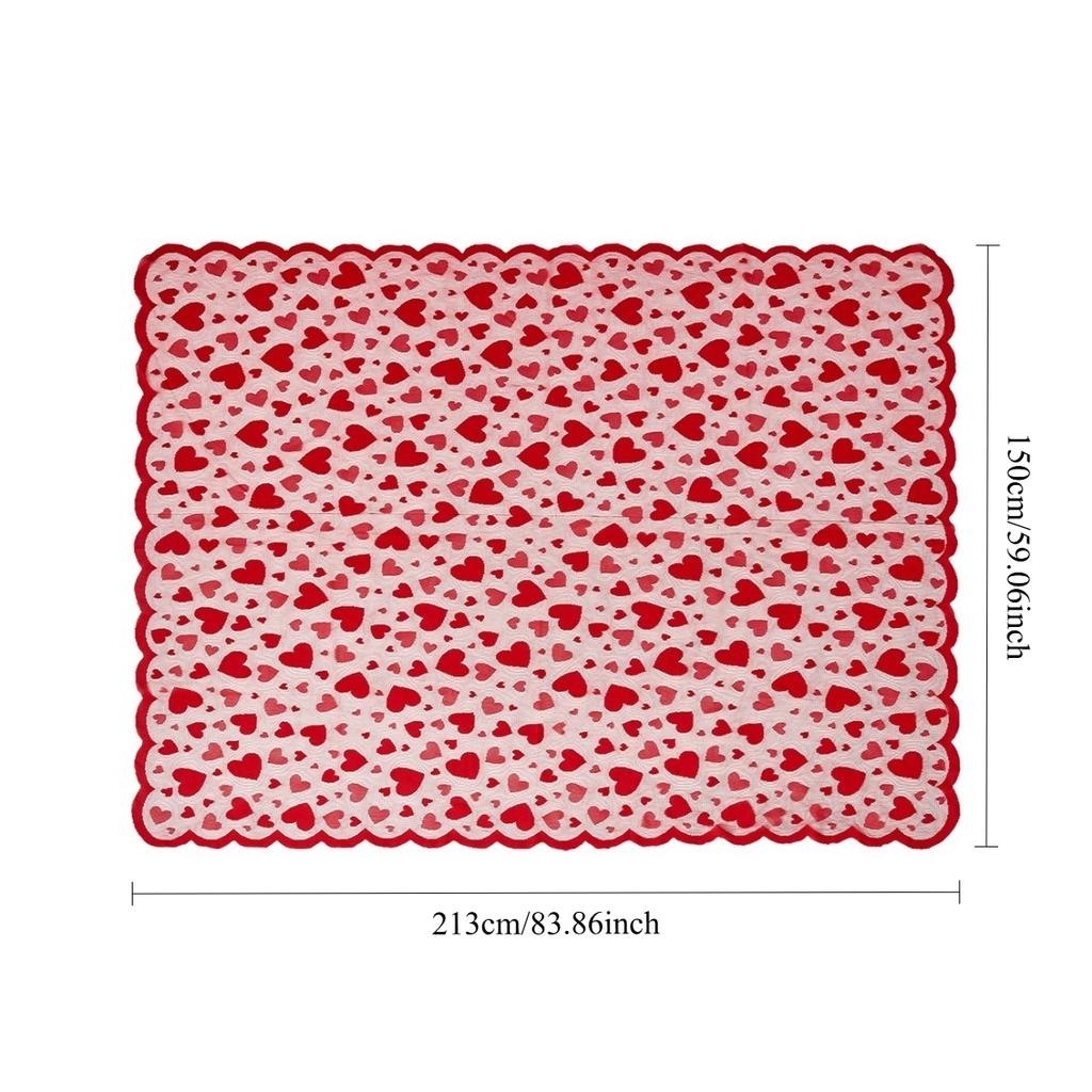 Valentine Tablecloth Table Flag Placemat Set Red Lace European American Style Party Home Decoration Festival Dinner Decorating