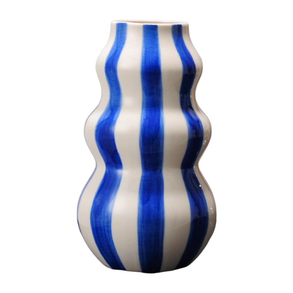 Painted Striped Ceramic Vase Birthday Gift Table Centerpiece Flower Arrangement for Table Entryway Living Room Shelf Office