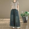 Taglie forti Vintage vita alta casual larghi Donna primavera estate autunno jeans denim gamba larga Pantaloni