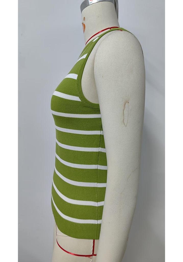 Retro Stripe Slim Fit Knit Vest for Women - Summer Collection