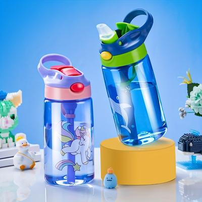 480ML Cartoon Kid Water Bottle With Straw BPA Free Child Drinking Kettle  Plastic Portable Transparent School Travel Cute Cup
