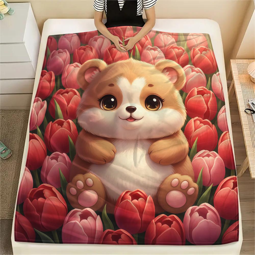 1 Pezzo Coperta in Flanella con Stampa Cartone Animato, Alta Qualità Confortevole per Tutte le Stagioni, Decorazione per la Casa, Calore e Comfort, Perfetta per Regalo di Natale Compleanno