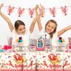 2-Pack Crawfish Party Tablecloths | 87x54 Inch Lobster Birthday Table Covers Seafood Boil Party Supplies with Playful Crustacean Prints | Perfect for