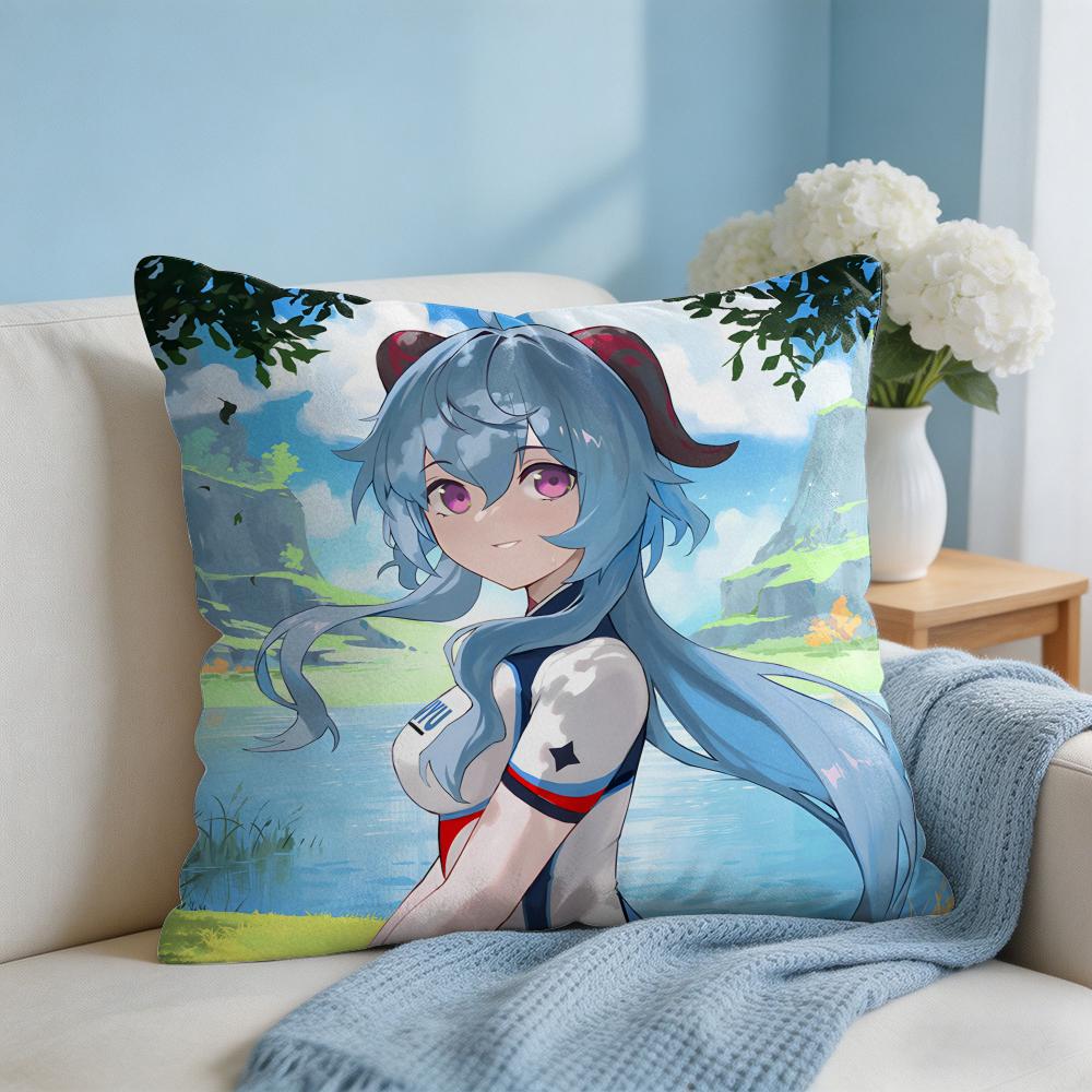 Ganyu Genshin Impact Cushion Cover Square Pillow Bedroom Sofa Leisure Comfort Living Room Home Decoration X