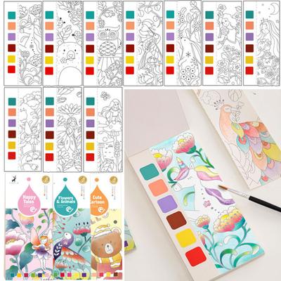 20 Sheets Portable Children Watercolor Painting Book Kids Gouache Graffiti Picture Coloring Drawing Toys Gifts