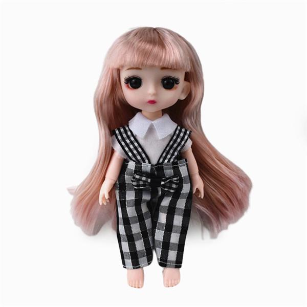 Păpușă cu ochi mari 16 cm Simulare Rochie de prințesă Jucărie Haine Păpușă Stil de modă Aleatoriu